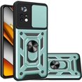 thumbnail image 1 of Sturdy Case for Xiaomi Poco M4 Pro 4G (Not 5G) with Slide Camera Window, Heavy Duty Military Grade Protection Phone Cover Built-in 360°Rotate Ring Stand for Poco M4 Pro 4G SJ Green, 1 of 8
