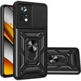 thumbnail image 1 of Sturdy Case for Xiaomi Poco M4 Pro 4G (Not 5G) with Slide Camera Window, Heavy Duty Military Grade Protection Phone Cover Built-in 360°Rotate Ring Stand for Poco M4 Pro 4G SJ Black, 1 of 7