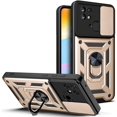 thumbnail image 1 of Sturdy Case for Xiaomi Redmi 10C with Slide Camera Window, Heavy Duty Military Grade Protection Phone Cover Built-in 360 Rotate Ring Stand for Xiaomi Redmi 10C SJ Gold, 1 of 8