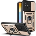 thumbnail image 1 of Sturdy Case for Xiaomi Redmi 10C with Slide Camera Window, Heavy Duty Military Grade Protection Phone Cover Built-in 360 Rotate Ring Stand for Xiaomi Redmi 10C SJ Gold, 1 of 8