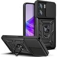thumbnail image 1 of Sturdy Case for Oppo A77 5G with Slide Camera Window, Heavy Duty Protection Phone Cover Case with Ring Stand for Oppo A77 SJ Black, 1 of 9