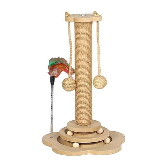 Sturdy Cat Scratching Post with Natural Sisal and Play Platform for Indoor Cats Easy Assembly Space Saving Design