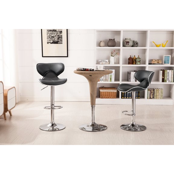Sturdy Chrome Base Grey Barstool Set / Airlift Adjustable for Bar Entertainment