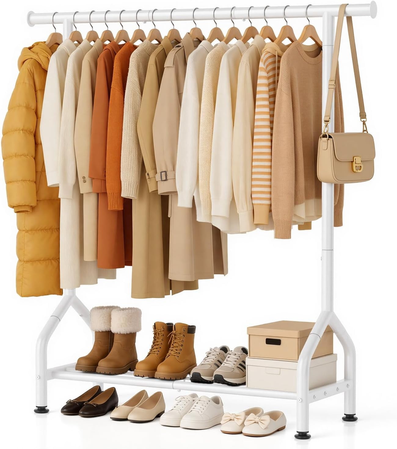 Sturdy Clothing Racks with Shelf, Metal Clothes Rack with Leveling Feet ...