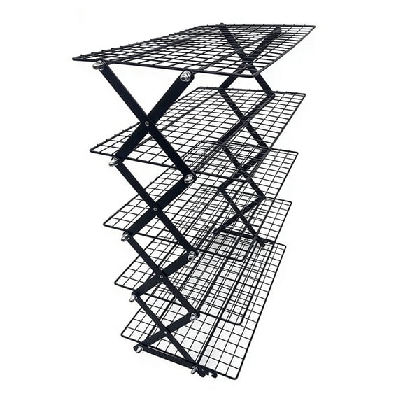 Sturdy Collapsible Cooling Rack X Shaped Heavy Duty Carbon Steel Multi Tier Baking Rack with Adjustable Height for Oven Kitchen Grill Cookies Cakes Pastries