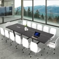 thumbnail image 1 of Sturdy Conference Table With Cable Management Grommets By Ahliss- Modern Rectangle Office Meeting Table With Wood Tabletop And Metal Frame & Legs- Easy Assembly Boardroom Table, 1 of 8