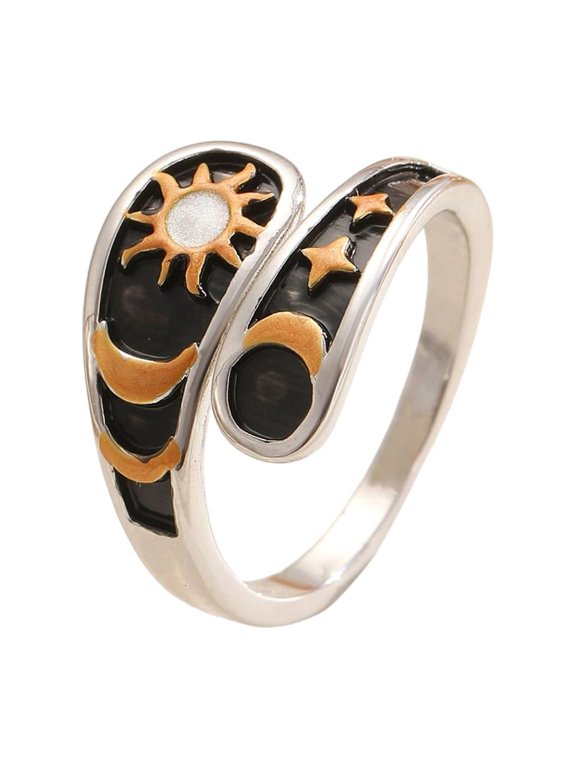 Sturdy Copper Adjustable Rings with Unique Moons Star Sun Pattern for Comfort Fit and Giving All Occasion