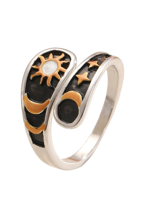 Sturdy Copper Adjustable Rings with Unique Moons Star Sun Pattern for Comfort Fit and Giving All Occasion
