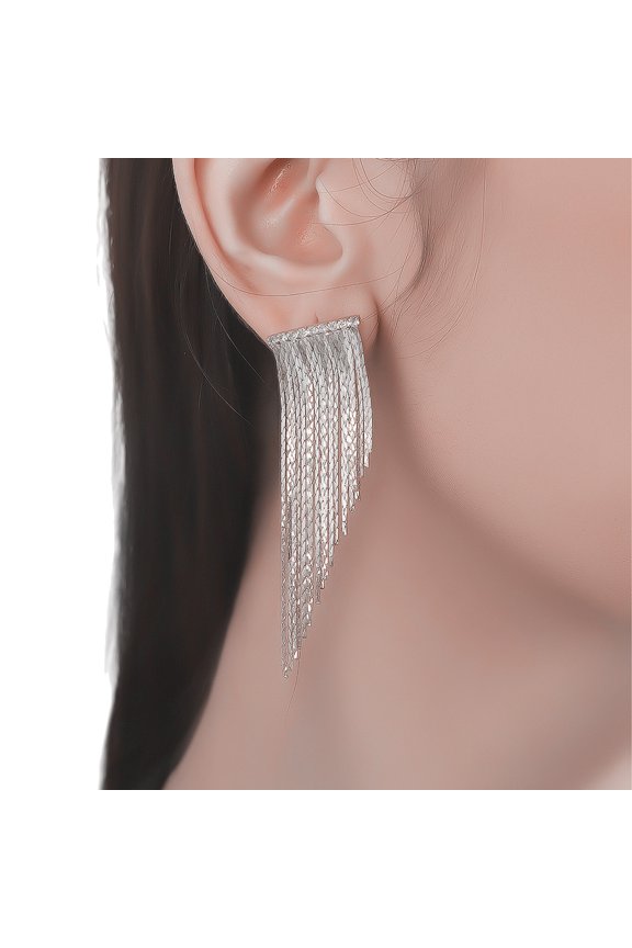 Sturdy Copper Earrings with Irregular Slant Long Tassels Designs Long Time Beauty