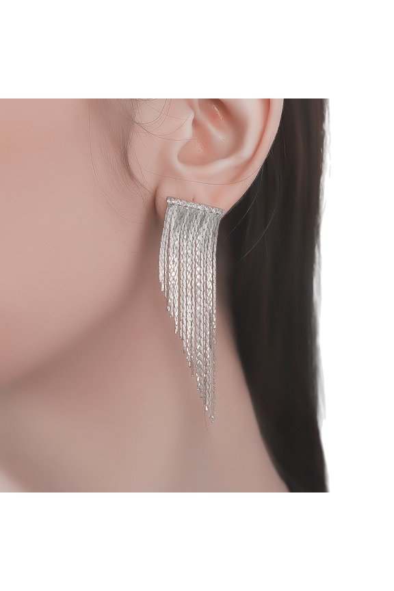 Sturdy Copper Earrings with Irregular Slant Long Tassels Designs Long Time Beauty