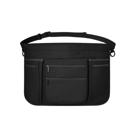 Sturdy Cotton Canvas Server Apron With Zipper Pockets Side Compartments Metal Clips For Cooking Gardening Crafts