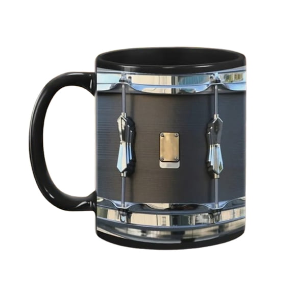 Sturdy Cups for Hot Drinks Black Vintage Drum Mug 11 Oz Sturdy Cup for Hot Drinks High Temperature Resistant Funny for Music for Home for Friends