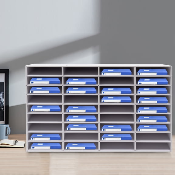 Sturdy Desktop File Organiser with 36 Compartments, 176 lbs Capacity, PVC Board, Scratch and Moisture Resistant, Elegant White Design, Easy to Assemble and Clean