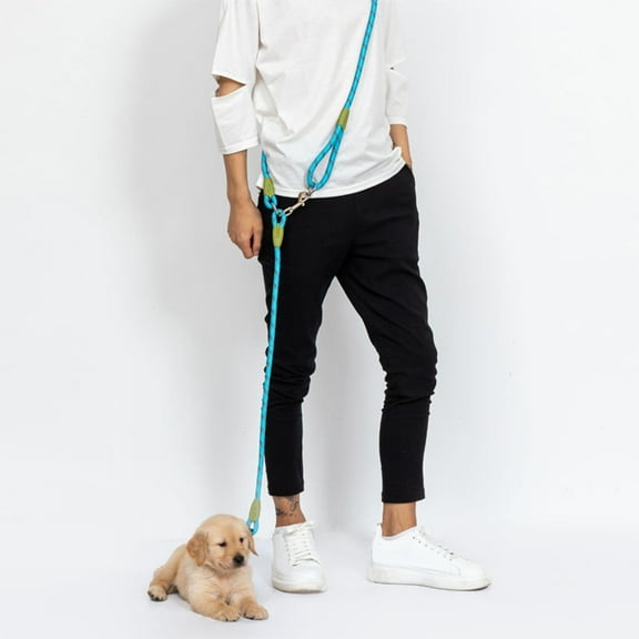 Sturdy Dog Leash Rope Hands Free Polyester Double Ended Strong Rope for Running Training Pet Dogs Large Medium Small Dog Blue