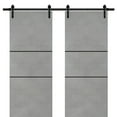 thumbnail image 1 of Sturdy Double Barn Door 36 x 80 inches with | Planum 0014 Concrete with Frosted Glass | 13FT Rail Hangers Heavy Set | Solid Panel Interior Doors, 1 of 6