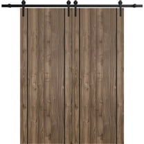 Sturdy Double Barn Door 36 x 80 inches with | Planum 0016 White Silk with Frosted Glass | 13FT Rail Hangers Heavy Set | Solid Panel Interior Doors
