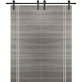 thumbnail image 1 of Sturdy Double Barn Door 36 x 80 inches with | Planum 0310 Ginger Ash with Frosted Glass | 13FT Rail Hangers Heavy Set | Solid Panel Interior Doors, 1 of 6