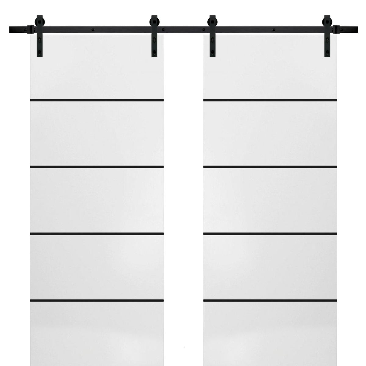 Sturdy Double Barn Door 36 x 84 inches with Planum 0015 White Silk with Frosted Glass 13FT