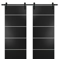 thumbnail image 1 of Sturdy Double Barn Door 36 x 84 inches with | Planum 0210 Matte Black with Frosted Glass | 13FT Rail Hangers Heavy Set | Solid Panel Interior Doors, 1 of 6