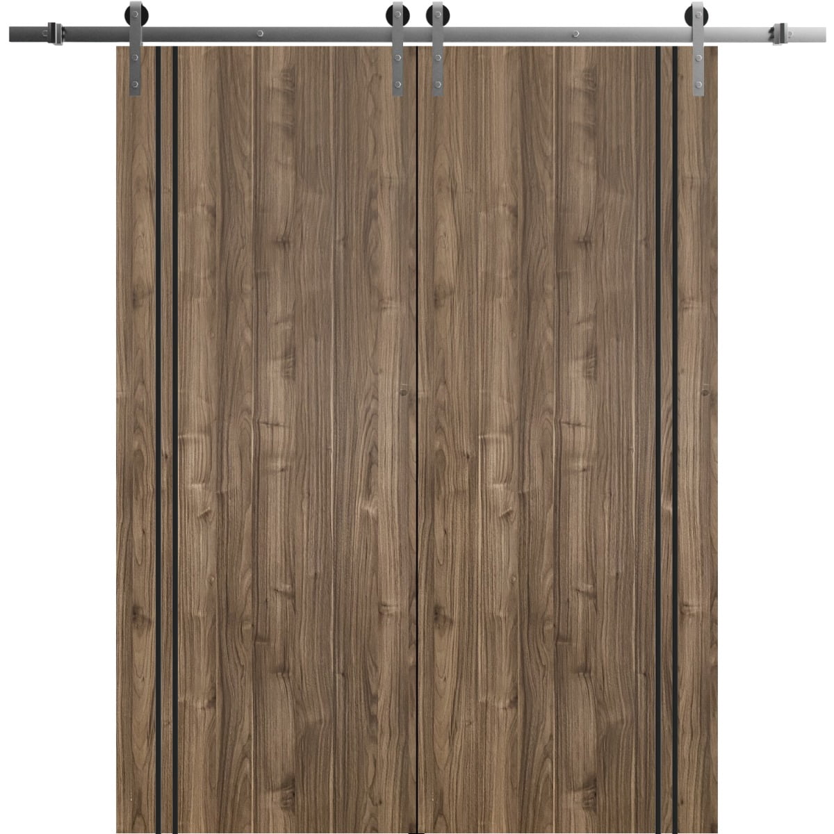 Sturdy Double Barn Door 48 x 80 inches with | Planum 0016 Walnut with ...