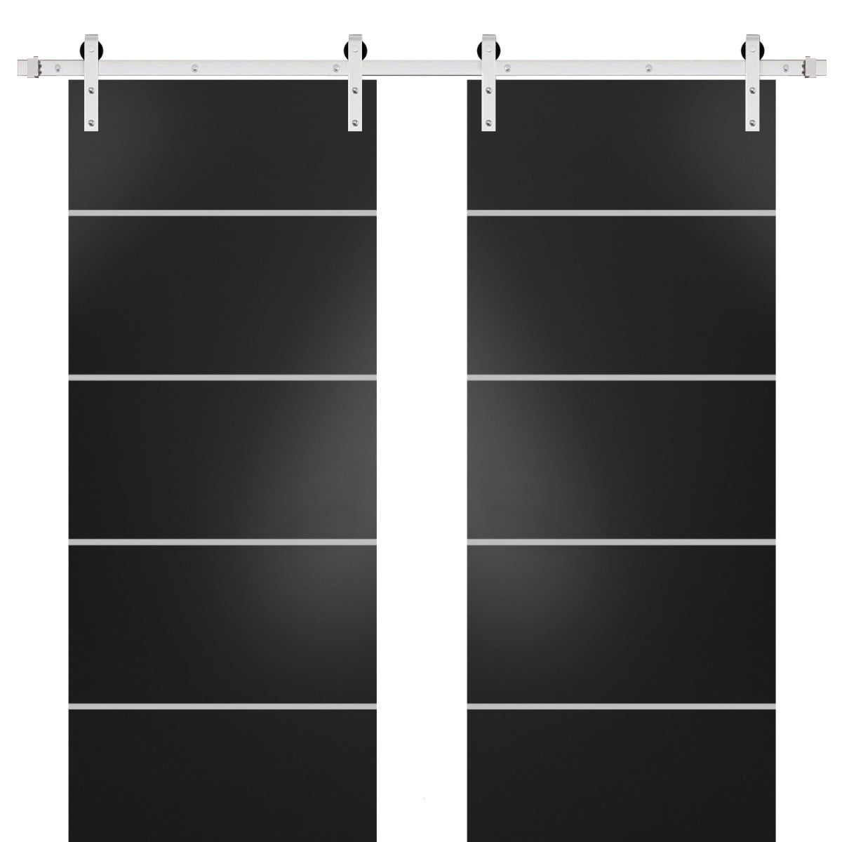 Sturdy Double Barn Door 48 x 80 inches with Planum 0210 Matte Black