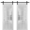 thumbnail image 1 of Sturdy Double Barn Door 48 x 80 inches with Frosted Glass 12 Lites, 1 of 6