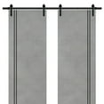 thumbnail image 1 of Sturdy Double Barn Door 48 x 80 inches with | Planum 0016 Concrete with Frosted Glass | 13FT Rail Hangers Heavy Set | Solid Panel Interior Doors, 1 of 6