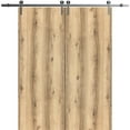 thumbnail image 1 of Sturdy Double Barn Door 48 x 84 inches | Planum 0010 Oak | Stainless Steel 13FT Rail Hangers Heavy Set | Solid Panel Interior Doors, 1 of 6