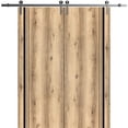 thumbnail image 1 of Sturdy Double Barn Door 48 x 84 inches with | Planum 0011 Oak with Frosted Glass | Stainless Steel 13FT Rail Hangers Heavy Set | Solid Panel Interior Doors, 1 of 6