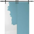 thumbnail image 1 of Sturdy Double Barn Door 48 x 96 inches | Planum 0010 Primed | 13FT Rail Hangers Heavy Set | Solid Panel Interior Doors, 1 of 6