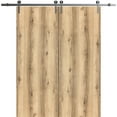 thumbnail image 1 of Sturdy Double Barn Door 48 x 96 inches | Planum 0010 Walnut | Stainless Steel 13FT Rail Hangers Heavy Set | Solid Panel Interior Doors, 1 of 6