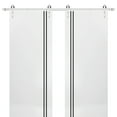 thumbnail image 1 of Sturdy Double Barn Door 48 x 96 inches with | Planum 0016 White Silk with Frosted Glass | Stainless Steel 13FT Rail Hangers Heavy Set | Solid Panel Interior Doors, 1 of 6