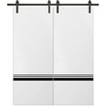thumbnail image 1 of Sturdy Double Barn Door 48 x 96 inches with | Planum 0012 White Silk with Frosted Glass | 13FT Rail Hangers Heavy Set | Solid Panel Interior Doors, 1 of 6