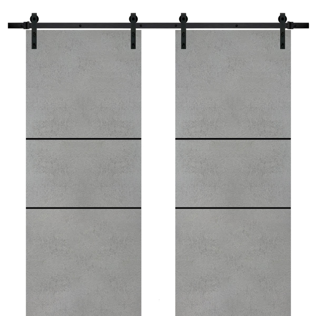 Sturdy Double Barn Door 48 x 96 inches with Planum 0014 Concrete with