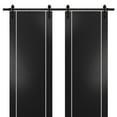 thumbnail image 1 of Sturdy Double Barn Door 48 x 96 inches with | Planum 0410 Matte Black with Frosted Glass | 13FT Rail Hangers Heavy Set | Solid Panel Interior Doors, 1 of 6