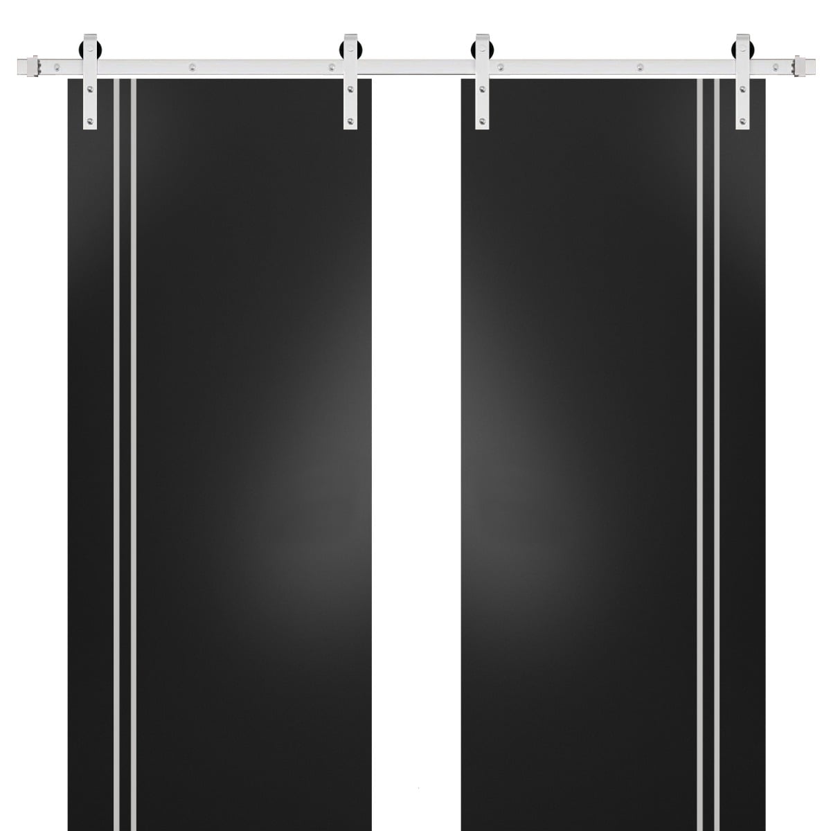 Sturdy Double Barn Door 56 x 80 inches with Planum 0310 Matte Black