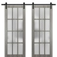 thumbnail image 1 of Sturdy Double Barn Door 56 x 80 inches with Frosted Glass 12 Lites, 1 of 6