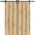 thumbnail image 1 of Sturdy Double Barn Door 56 x 96 inches | Planum 0010 Walnut | 13FT Rail Hangers Heavy Set | Solid Panel Interior Doors, 1 of 6