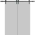 thumbnail image 1 of Sturdy Double Barn Door 60 x 80 inches | Planum 0010 Matte Grey | 13FT Rail Hangers Heavy Set | Solid Panel Interior Doors, 1 of 6
