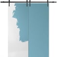 thumbnail image 1 of Sturdy Double Barn Door 60 x 80 inches | Planum 0010 Primed | 13FT Rail Hangers Heavy Set | Solid Panel Interior Doors, 1 of 6