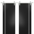 thumbnail image 1 of Sturdy Double Barn Door 60 x 80 inches with | Planum 0310 Matte Black with Frosted Glass | Stainless Steel 13FT Rail Hangers Heavy Set | Solid Panel Interior Doors, 1 of 6