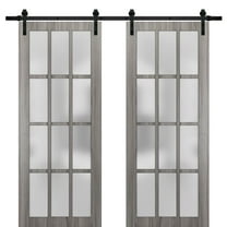 Sturdy Double Barn Door 60 x 80 inches with Frosted Glass 12 Lites