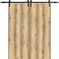 thumbnail image 1 of Sturdy Double Barn Door 60 x 84 inches | Planum 0010 Walnut | 13FT Rail Hangers Heavy Set | Solid Panel Interior Doors, 1 of 6