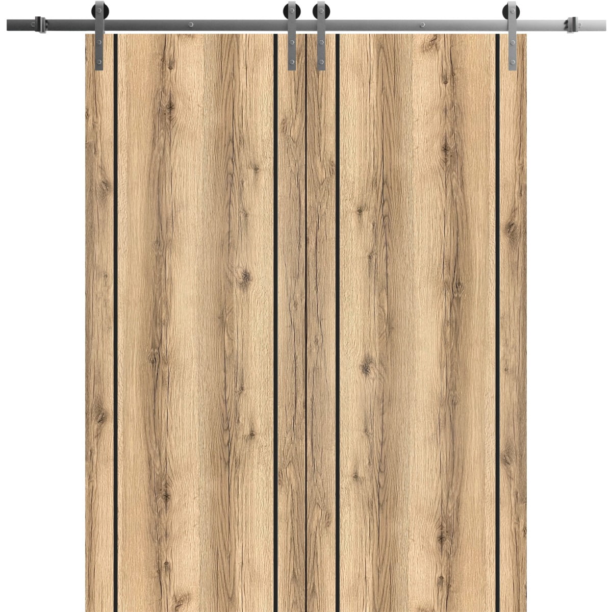 Sturdy Double Barn Door 60 x 96 inches with | Planum 0017 Oak with ...