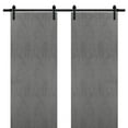 thumbnail image 1 of Sturdy Double Barn Door 60 x 96 inches with | Planum 0010 Concrete | Top Mount 13FT Rail Hangers Heavy Set | Solid Panel Interior Doors, 1 of 4