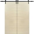 thumbnail image 1 of Sturdy Double Barn Door 64 x 80 inches | Planum 0010 Natural Veneer | 13FT Rail Hangers Heavy Set | Solid Panel Interior Doors, 1 of 6