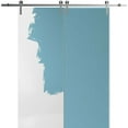 thumbnail image 1 of Sturdy Double Barn Door 64 x 84 inches | Planum 0010 Primed | Stainless Steel 13FT Rail Hangers Heavy Set | Solid Panel Interior Doors, 1 of 6