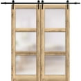 thumbnail image 1 of Sturdy Double Barn Door 64 x 96 inches | Lucia 2552 Oak | 13FT Rail Hangers Heavy Set | Solid Panel Interior Doors, 1 of 6