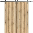 thumbnail image 1 of Sturdy Double Barn Door 72 x 80 inches with | Planum 0017 Oak with Frosted Glass | Stainless Steel 13FT Rail Hangers Heavy Set | Solid Panel Interior Doors, 1 of 6
