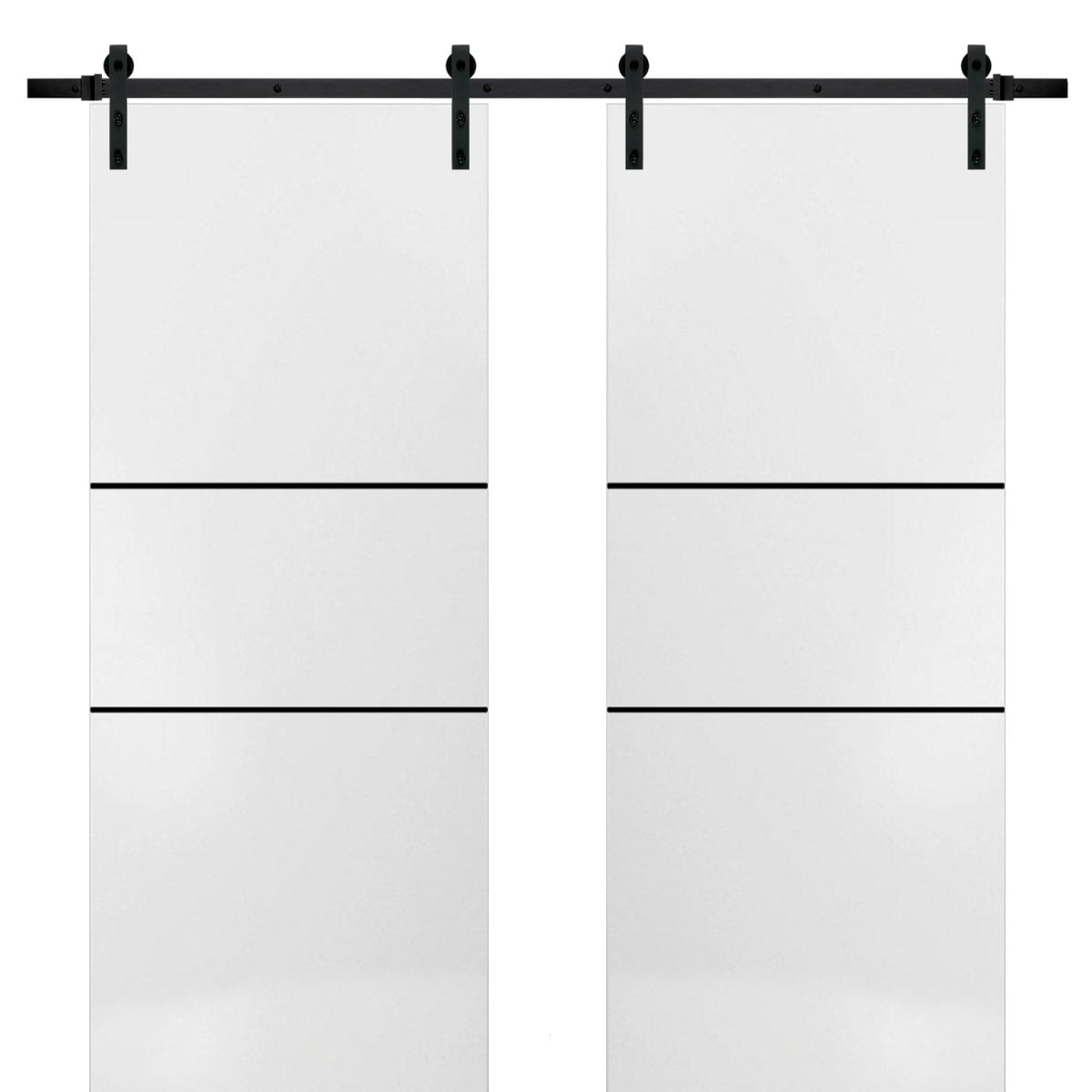 Sturdy Double Barn Door 72 x 84 inches with Planum 0014 White Silk